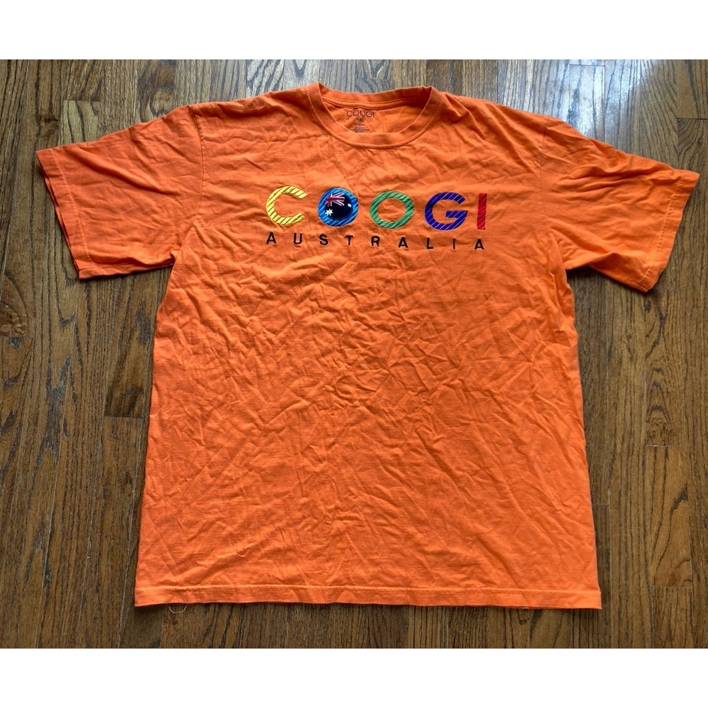 Coogi T Shirt Mens Size 4XL Orange Embroidered Spell Out Australia